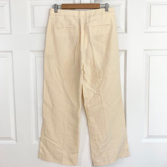 NWT Sezane Emilio Mid Rise Straight Wide Leg Cropped Trouser Pant Beige Size 8 - Picture 5 of 8